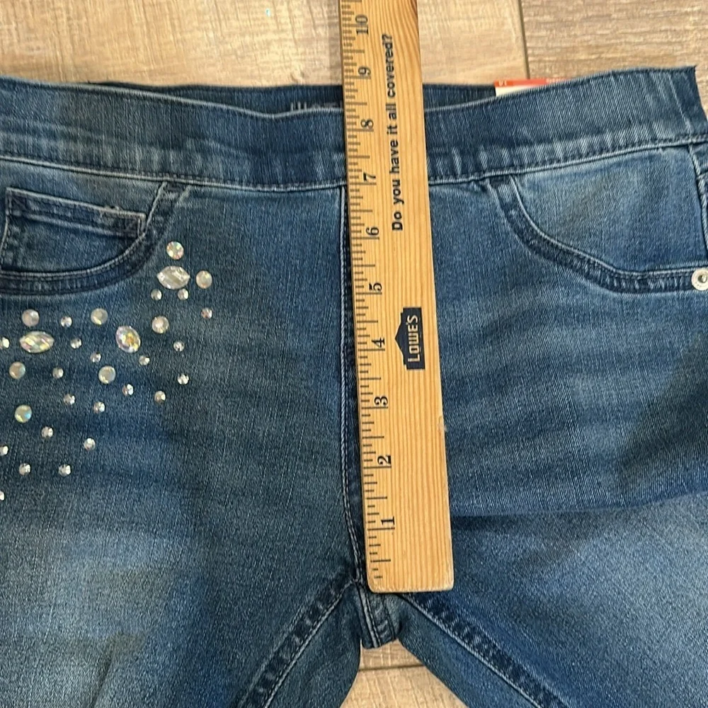 JUSTICE GIRLS PULL ON RHINESTONE DENIM LEGGINGS NEW SIZE 14 MID RISE